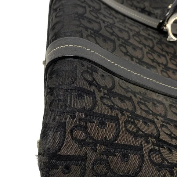 Auth DIOR/ChristianDior Flower,Trotter - Black Jacquard Leather Tote Bag - Picture 14 of 16